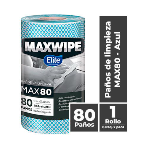 MAXWIPE ROLLO MAX80 - 80 Paños Azul