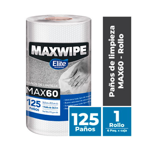 MAXWIPE ROLLO MAX60 - 125 Paños Blanco