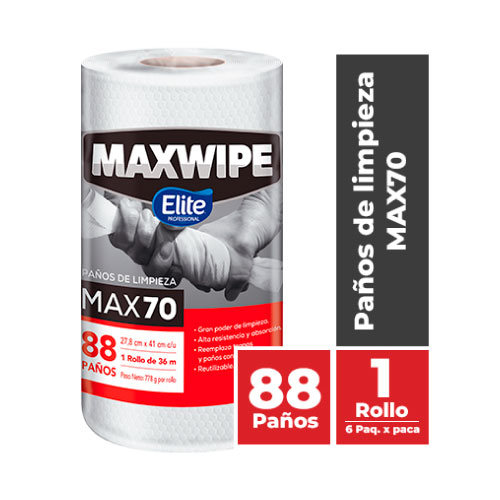 MAXWIPE ROLLO MAX70 - 88 Paños Blanco